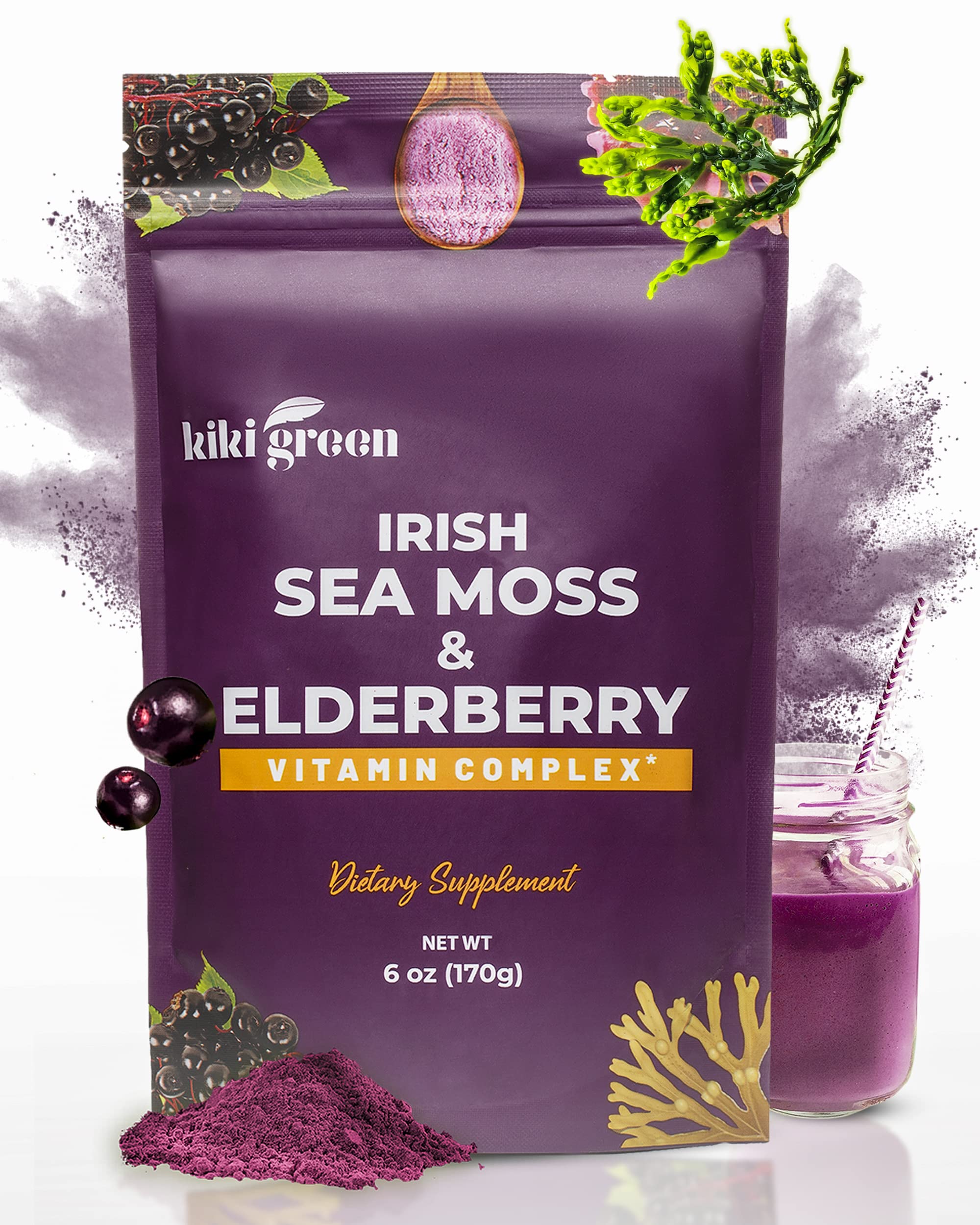 Amazon.com: KIKI Green Sea Moss Powder with Elderberry - Vegan